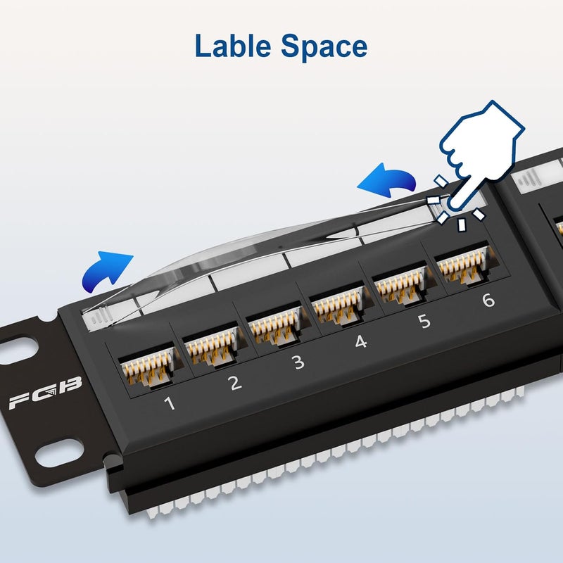 FGBB 10Gbps Cat6A Patch Panel, 24-Port RJ45 Ethernet Patch Panel for 19" Rackmount or Wall Mount, 1U Network Panel for Gigabit Networks - Image 2